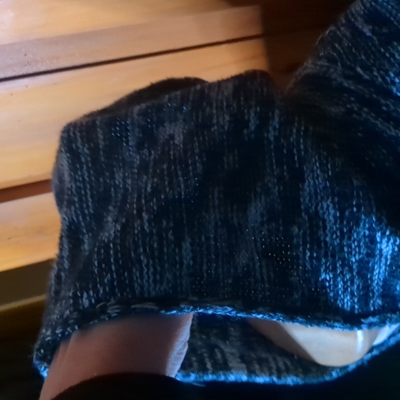 BURNSIDE* heathered knit navywhite long sleeve kanga pkt hoodie knit cuffs/waist - Picture 6 of 13